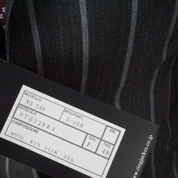 Ring Jacket Gray Wide Striped Silk Blend 2 Pc Suit Jacket Pants Sz 38 BRAND NEW - Picture 6 of 13